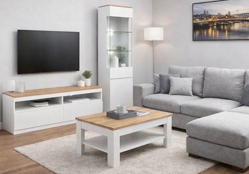 REMI biela/dub sektorový nábytok