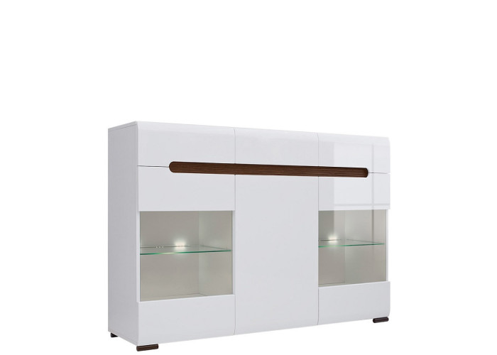 AZTECA TRIO biela/biely lesk KOM2W1D3S/10/15 komoda s LED osvetlením