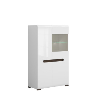 AZTECA TRIO biela/biely lesk SFK1W1D/14/9, vitrína s LED osvetlením