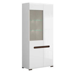 AZTECA TRIO biela/biely lesk REG1W1D/19/9 vitrína s LED osvetlením