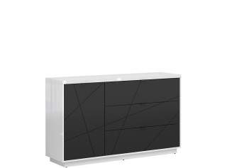 FORN biely lesk/čierna matná KOM1D3S, komoda FORN biely lesk/čierna matná KOM1D3S, komoda
