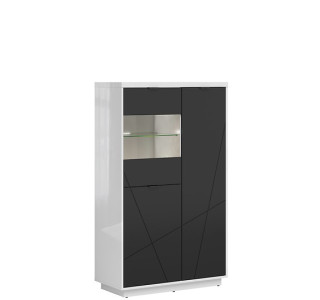 FORN biely lesk/čierna matná REG2D1W, vitrína