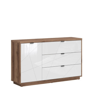 FORN dub delano/biely lesk KOM1D3S, komoda