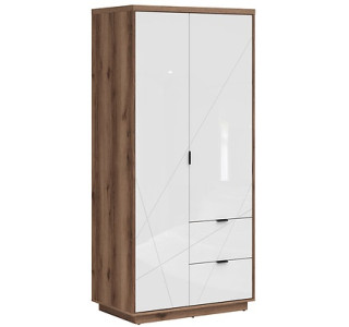 FORN dub delano/biely lesk SZF2DS, šatníkovo-policová skriňa