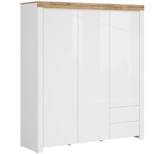 HOLTEN biely lesk SZF3D2S, šatníkovo-policová skriňa