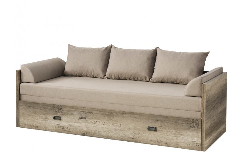 MALCOLM LOZ/80/160 cappucino, rozkladacia posteľ s matracom a vankúšmi