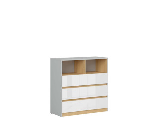 NANDU KOM3S biely lesk, komoda