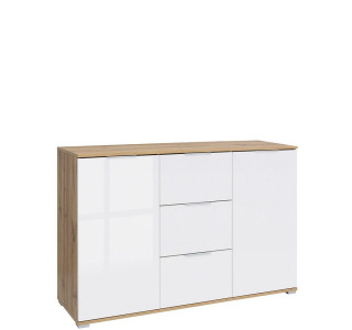 ZELE dub wotan/biely lesk KOM2D3S komoda