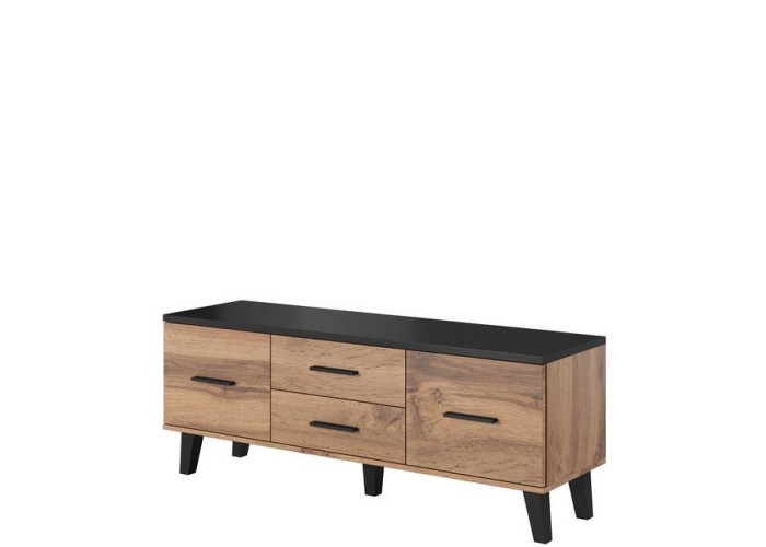 ELIS dub wotan/čierna 2D2S 140, TV stolík ELIS dub wotan/čierna 2D2S 140, TV stolík