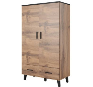 ELIS dub wotan/čierna 2D2S, šatníková skriňa