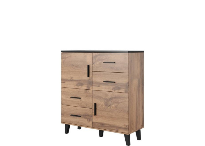 ELIS dub wotan/čierna 2D4S 110, komoda ELIS dub wotan/čierna 2D4S 110, komoda