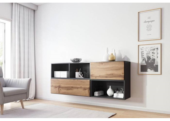 RAFA antracit/dub wotan 16, závesná komoda