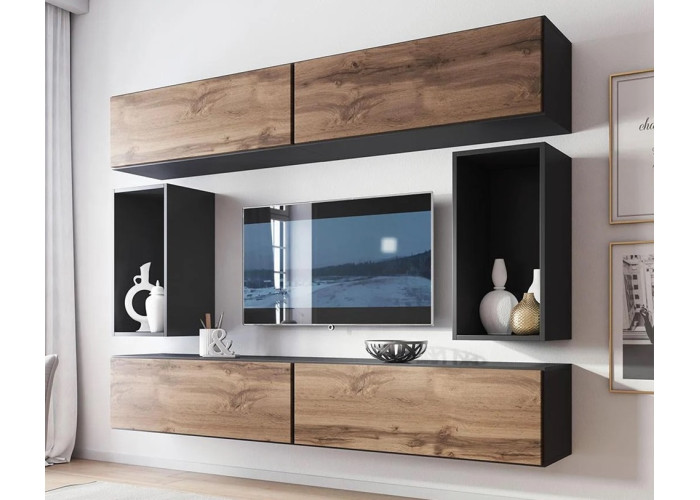 RAFA antracit/dub wotan 01, obývačková zostava RAFA antracit/dub wotan 01, obývačková zostava