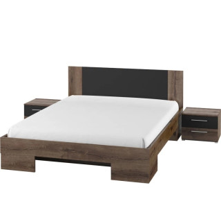 VERA dub monastery/čierna, manželská posteľ 160x200 cm s nočnými stolíkmi