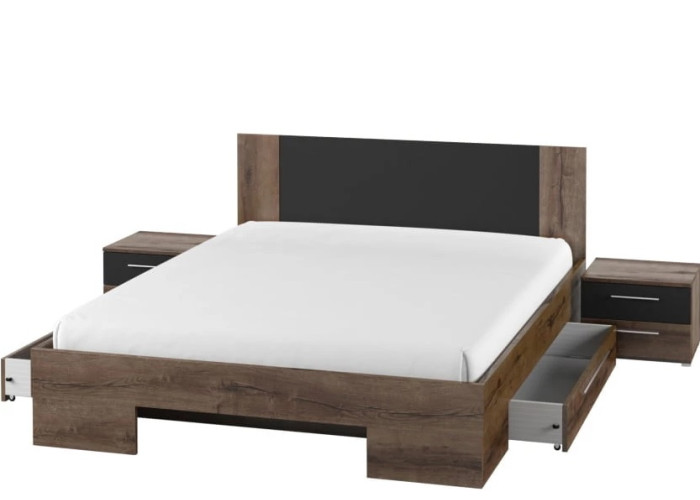 VERA dub monastery/čierna, posteľ s úl. priestorom 180x200 cm s n. stolíkmi