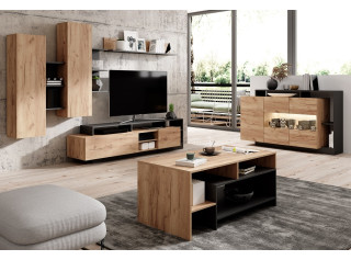 ALICANTE dub craft zlatý/antracit, obývacia stena