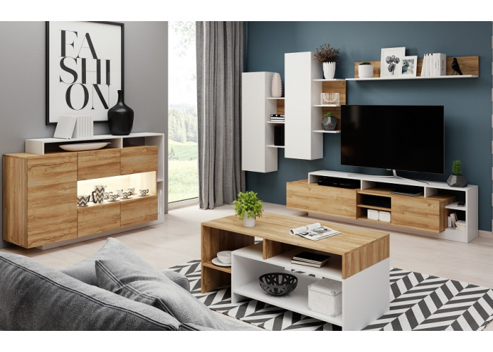 ALICANTE dub grandson/biela, obývacia stena ALICANTE dub grandson/biela, obývacia stena