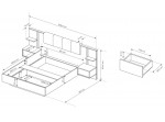 DREUX LOZ160, posteľ 160x200 cm s úložným priestorom a nočnými stolíkmi