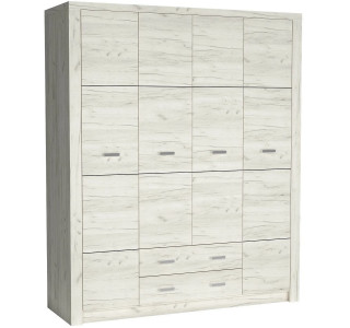 INDIANAPOLIS dub craft biely I18, šatníkovo-policová skriňa