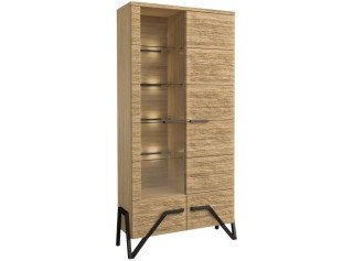 PIK dub prírodný lager VIT2D-3L, vitrína s LED osvetlením, ľavá