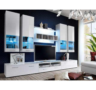 DORADE III biela/biely lesk, obývacia stena