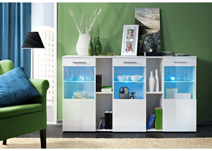 DORADE biela/biely lesk, komoda