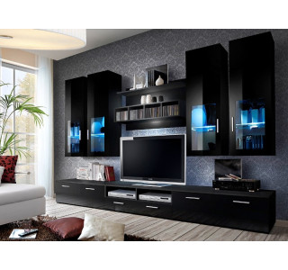 LYRA čierna/čierny lesk, obývacia stena