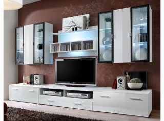 QUADRO biela/biely lesk, obývacia stena