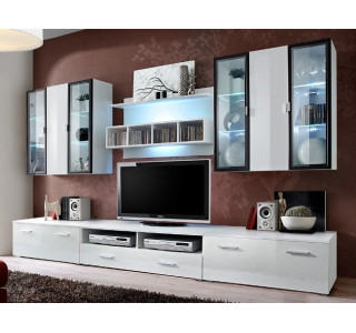 QUADRO biela/biely lesk, obývacia stena