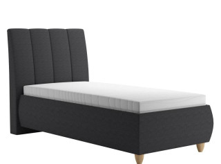 Blanar ALICE grafitová sivá, jednolôžková čalúnená posteľ 90x200 cm s úložným priestorom 
