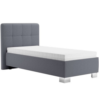 Blanar KELLY sivá, jednolôžková čalúnená posteľ 90x200 cm s úložným priestorom 