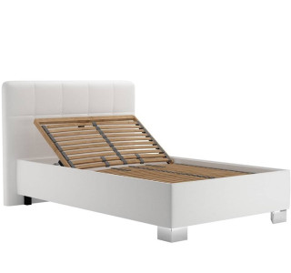 Blanar KELLY LOFT biela ekokoža, čalúnená posteľ 120x200 cm s úložným priestorom 