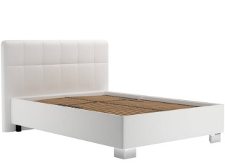 Blanar KELLY LOFT biela ekokoža, čalúnená posteľ 140x200 cm s úložným priestorom 