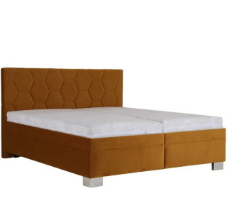 Blanar PATRICIA tmavožltý velvet, manželská posteľ s úložným priestorom 180x200 cm