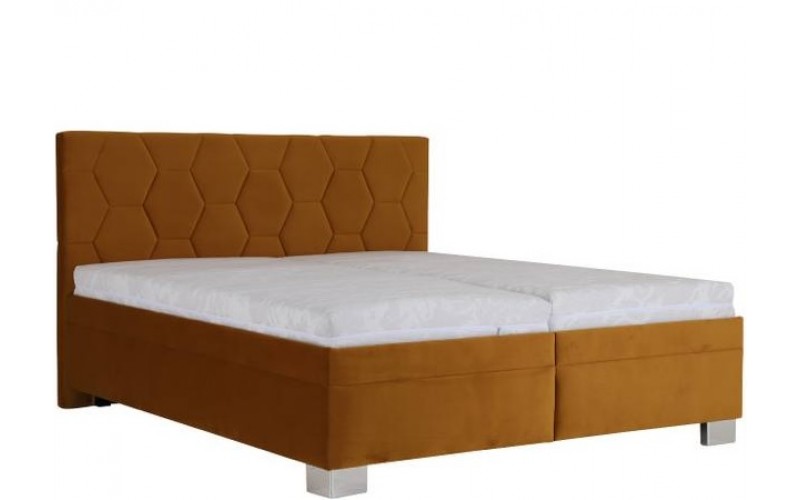 PATRICIA tmavožltý velvet, manželská posteľ s úložným priestorom 180x200 cm