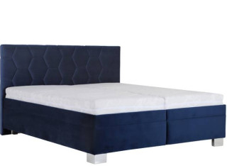 Blanar PATRICIA tmavomodrá, vysoká manželská posteľ s úložným priestorom 180x200 cm