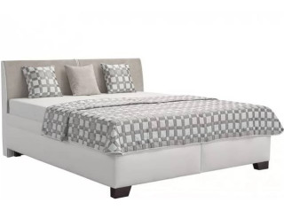 Blanar QUARTO bielo-sivá, vysoká manželská posteľ s úložným priestorom 180x200 cm