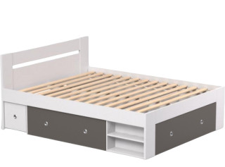 REA LARISA UP 160 biela + farebné čielko, manželská posteľ 160x200 cm s úložným priestorom