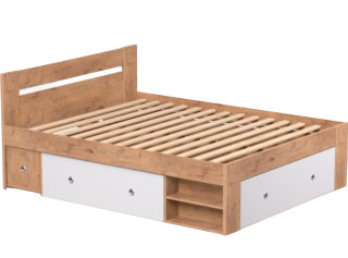 REA LARISA UP 160 dub lancelot + farebné čielko, manželská posteľ 160x200 cm s úložným priestorom