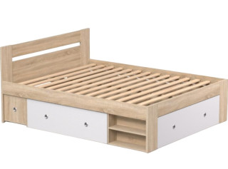 REA LARISA UP 160 dub bardolino + farebné čielko, manželská posteľ 160x200 cm s úložným priestorom