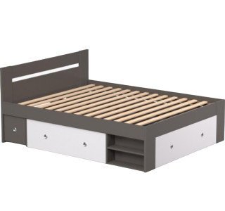 REA LARISA UP 160 šedý grafit + farebné čielko, manželská posteľ 160x200 cm s úložným priestorom