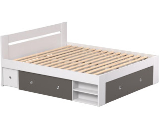 REA LARISA UP 180 biela + farebné čielko, manželská posteľ 180x200 cm s úložným priestorom