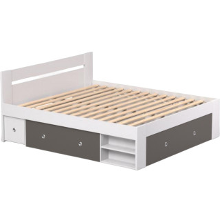 REA LARISA UP 180 biela + farebné čielko, manželská posteľ 180x200 cm s úložným priestorom