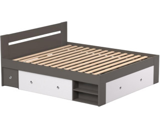 REA LARISA UP 180 šedý grafit + farebné čielko, manželská posteľ 180x200 cm s úložným priestorom