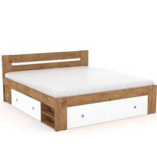 REA LARISA UP 180 dub lancelot + farebné čielko, manželská posteľ 180x200 cm s úložným priestorom