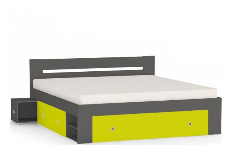 REA LARISA UP 180 šedý grafit + farebné čielko, posteľ v šírke 180x200 cm