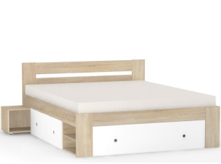 REA LARISA UP 180 dub bardolino + farebné čielko, manželská posteľ 180x200 cm s úložným priestorom