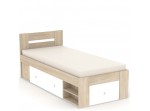 REA LARISA UP 90 dub bardolino + farebné čielko, jednolôžková posteľ 90x200 cm s úložným priestorom