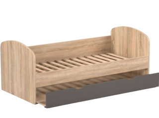 REA ABRA dub bardolino + farebné čelo, detská posteľ s prístelkou 90x200 cm