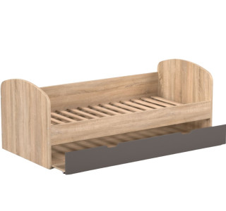 REA ABRA dub bardolino + farebné čelo, detská posteľ s prístelkou 90x200 cm